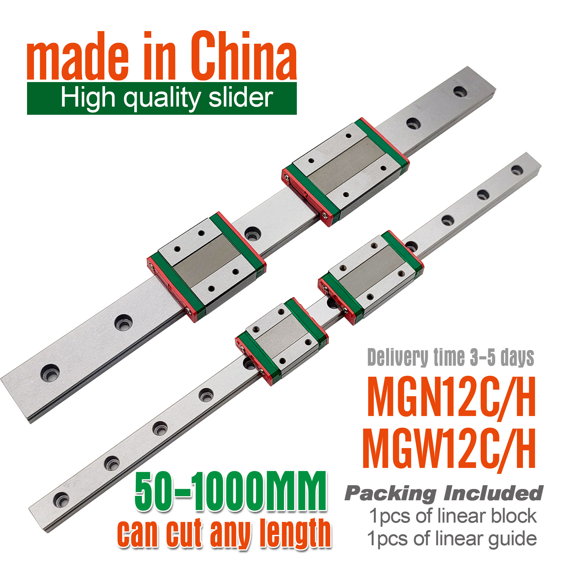 Linear Rail Mgn12H Set - Bloque deslizante de guía lineal MGN12H,